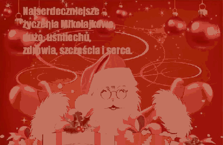 Święty Mikołaj z prezentami przyjmuje życzenia
